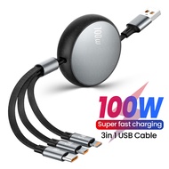3in1 6A 100W USB C สายชาร์จไมโคร USB Type-C 8-Pin ชาร์จเร็วสำหรับ iPhone 14 13 Xiaomi Huawei Samsung CHARGING Wire