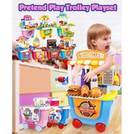 Pretend Play Doctor Kitchen Hardware Tools Makeup Supermarket Ice Cream BBQ Burger Stall Trolley Playset Educational Toy