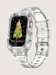 2合1 閃亮水晶透明手錶殼，適用於 Apple Watch 系列，45mm、44mm、42mm、41mm、40mm、38mm 防撞保護殼，男女運動手錶帶，適用於 Ultra 2/1 / Series 9/8/7/SE/6/5/4/3/2/1