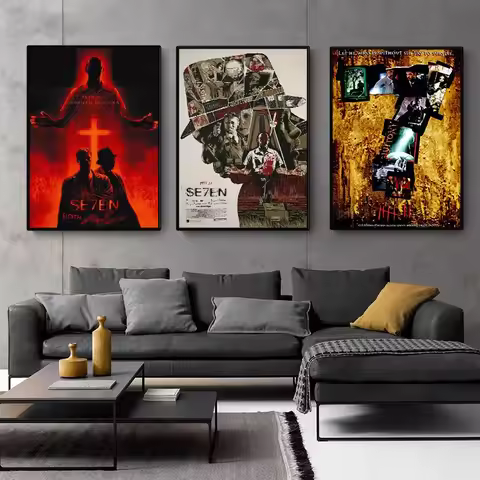Se7en Classic Movie Poster Vintage Crime Suspense Thriller Film Canvas Painting Wall Art Picture for