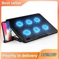 Laptop Cooling Stand with Adjustable Fan Speed for 13" to 17" Laptops- Includes 6 Fans USB Hub in Bl