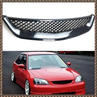 Glossy Black Front Engine Hood Mesh Grille Bumper Racing Grill for JDM 2001-2003 2DR/4DR EM/ES