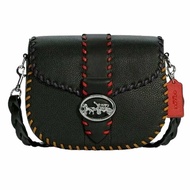 【COACH】皮革編織造型斜背包-黑色