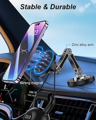 磁性車載手機座 適用於 MagSafe 磁性車載支架 360° 可調式金屬頭 [110 磅 最強吸力] 手機座 適用於 iPhone 12–17 系列 磁吸式汽車手機架 穩定耐用 360度旋轉