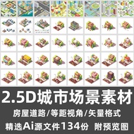 2.5D City Scene Material Residential Residential Block Housing Road Road Residential Building Equal 