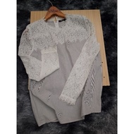 G2000woman size44 Women's Long-Sleeved Lace Striped Blouse