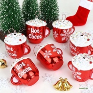 Goo-Christmas Tree Ornaments Cute Hot Cocoa Mug Ornaments Plastic Hanging Decorations for Home