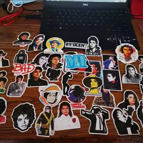 51pcs Michael Jackson DIY UV Sticker Waterproof Handbook Scrapbook Phone Case Diary Greeting Card De