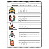 English CVC (Consonant-Vowel-Consonant) Training Module – Short Word Writing and Tracing Sheet Set f