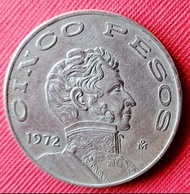 172大型墨西哥1972年（5披索）錢幣乙枚（美品，保真）。