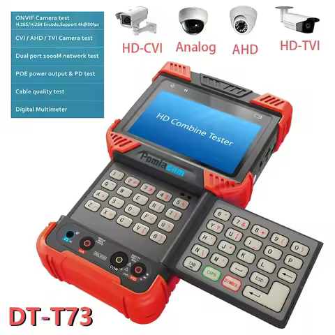 DT-T73 CCTV Tester 4 Inch Screen Support H.265/H.264 IP Camera Coaxial AHD CVI TVI 3.0 Camera ONVIF