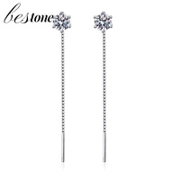 Bestone S925 Sterling Silver Ear Wire Plated Pt950 Six-claw 1ct Moissanite Earrings