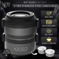 [Ready Stock] iGOZO 2 Tier Stainless Steel Lunch Box Microwavable Bekal Makanan