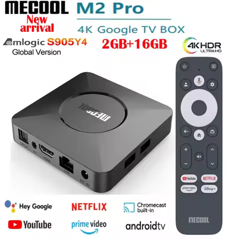 [Genuine] Newest Mecool M2 Pro Google TV Box Amlogic S905Y4 Netflix Google Certified ATV AV1 4K UHD 