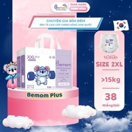 (Không Quà) Combo 3 Bịch Tã/Bỉm Dán Và Quần Bemom Plus Chuyên Gia Bỉm Đêm Chống Trào 12h Size M-XXL 