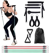 Shopfinity Square Pilates Bar Kit, 3-Section Pilates Bar with Resistance Bands, Workout Equipment for Men &amp; Women, Fitness Equipment for Legs, Hip, Waist and Arm, Full Body and Pilates Workout