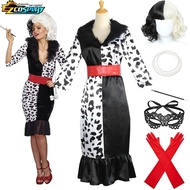 Kostum Dalmatian Halloween untuk Kostum Pentas Parti Halloween Diva Dalmatian Saiz Besar Wanita