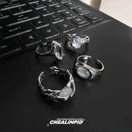 cincin ring Niche Irregular Hip Hop Men Women Trendy Moonstone