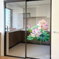 WYUV6016 Chinese Style Lotus Wall Stickers Lotus Kitchen Balcony Shopping Mall Glass Door Layout Sel
