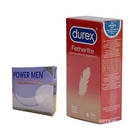 Bao Cao Su Loại Mỏng Durex Fetherlite (H12) + Bcs Mỏng Trơn Power Men Super Thin (H3) - Hàng Chính H
