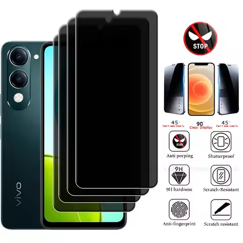 4/3/2/1Pcs For Vivo Y04 Glass Vivo Y04 VivoY04 Tempered Glass Full Cover Protective Privacy Anti-Spy