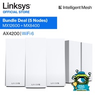 [Bundle Deal - 5 Nodes ] Linksys Velop AX4200 Tri-Band WiFi 6 Mesh System ( MX12600, 3 Pack + MX8400, 2 Pack), Tri-Band AX Router, HomeKit-Enabled Wi-Fi Router