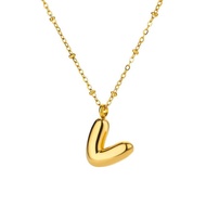 Stainless Steel Snake Bone Chain 26 Letter Necklace 18K Gold Square Shell 662