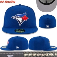 Blue Jays Cap Fitted Hat Flat Brim Cap Non-adjustable Baseball Cap Hip-Hop Hat J2Y1