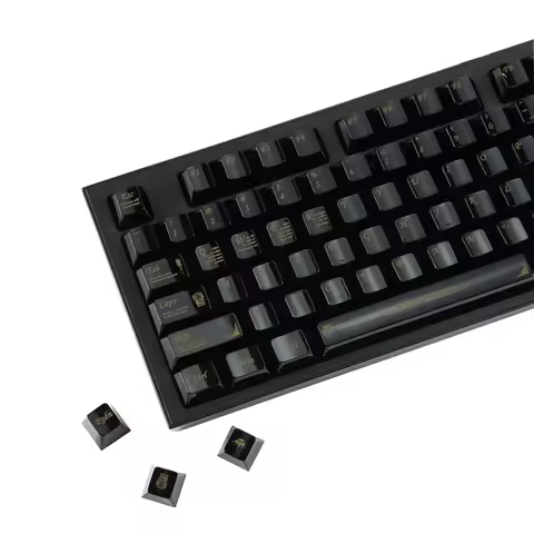 YMDK White Black Ceramic Feel 115 Keys Cherry Profile PC Spray Paint Keycaps for 61/64/68/87/100/104