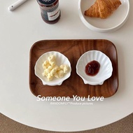 LORA Dining Kitchen JS3 A1 ins Style White Ceramic Shell Seasoning Dish Household Small Dish Soy Sau