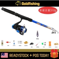 1.8M Fishing Rod Reel Set Joran Pancing EVA Handle Glass Fiber Telescopic 6 Sections Fishing Rod for Freshwate