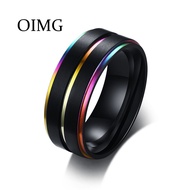 Rainbow Gay LGBT Pride Black Metal Steel Titanium Alloy Ring for Women Man Fashion Jewelry Accessori
