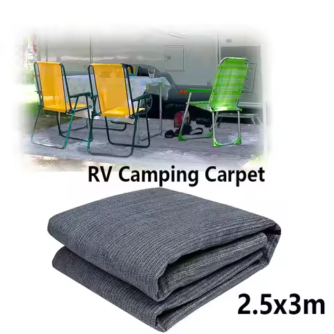 2.5x3m HDPE RV Camping Carpet Awning Floor Mat with Breathable Mesh And 13 Nails for Tent Caravan Ou