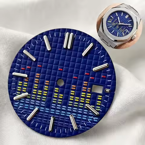 31mm Music Edition Blue Watch Dial Waffle Pattern Aesthetic VU Meter Royal Oak Offshore For Seiko NH