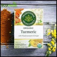 Traditional Medicinal Organic Turmeric With Meadowsweet &amp; Ginger Caffeine Free 16 Tea bags