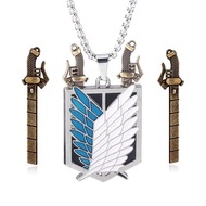 AOT Wings of Freedom Necklace - Shingeki No Kyojin Survey Corp Pendant Chain - Anime Cosplay Gifts f