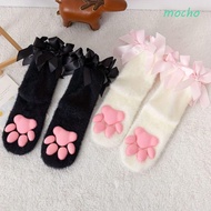 MOCHO Cat Paw Plush Socks, Coral Velvet Kitten Claw 3D Cat Paw Socks, Y2k Paw Pads Cold-proof Sleep 