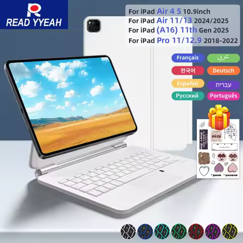 2025 NEW Wireless Backlit Magic Bluetooth Keyboard for iPad 11 A16 Cover 7/8/9/10th Gen Pro 11 12.9 