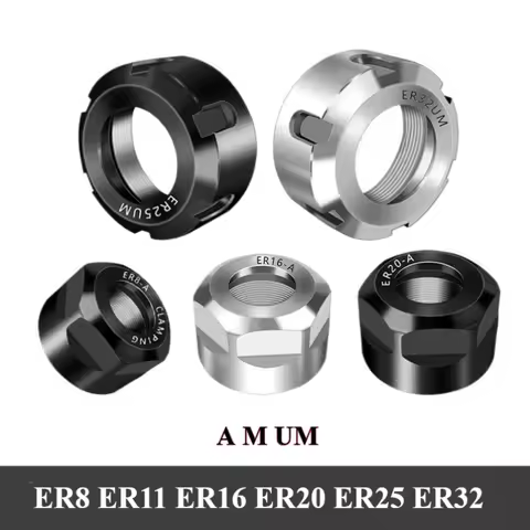 1PCS ER Nut Collet Nut ER8 ER11 ER16 ER20 ER25 ER32 A M UM NUT Spring Collect Nut Clamping CNC Milli
