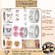 (13 designs) Roll of 500 stickers, small round stamps - Trian Bee decorative accessories