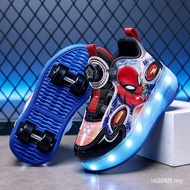 Children's Runaway Shoes Four-Wheel Charging Luminous Roller Skate Shoes Boys Girls Eight-Wheel Defo