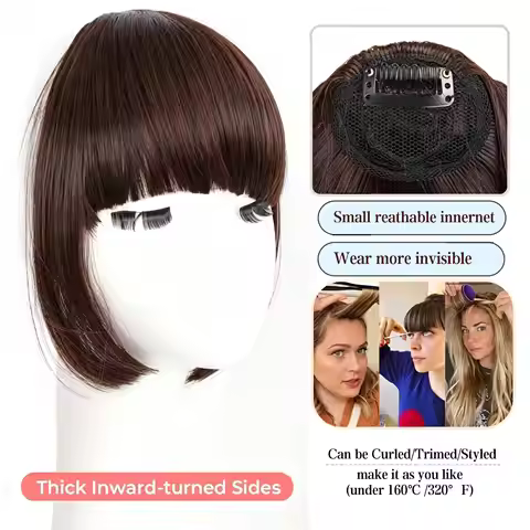 VEYDA Synthetic Hair Princess Bangs Clip In Hairpiece Women Hime Cut Hairstyle Natural Fake Bangs Cl