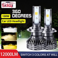 2Pieces 3 Color Car LED Headlight Bulb 12000LM Auto Motor LED Headlamp Bulb H4 H1 H7 H8 H11 9005 HB3