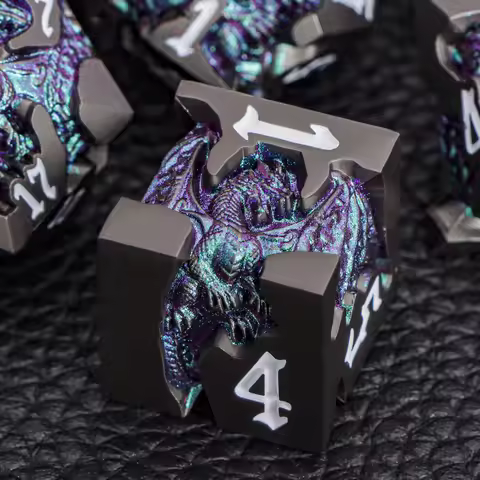 Purple Green D20 Dragon Dnd Metal Dice for D and D Dungeon and Dragon Pathfinder Polyhedral Role Pla