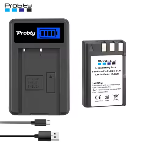 2400mAh EN-EL9 EN-EL9A EN EL9 EL9A ENEL9 Batteries + LED Charger for Nikon D40 D40X D60 D3000 D5000 