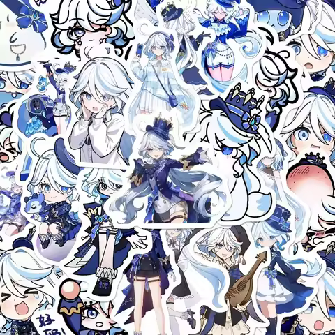 100Pcs YUAN SHEN Water God Furina Anime Game Peripheral Stickers DIY Guitar Bike Skateboard Waterpro