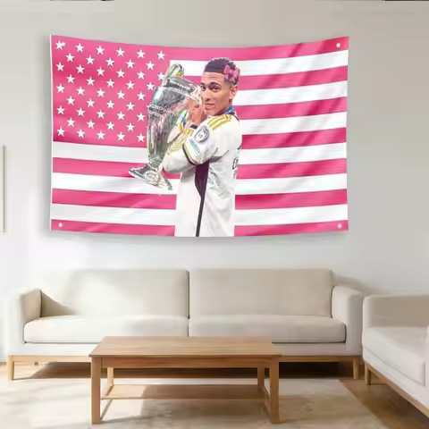 1pc Jude Bellingham Pink American Flag Tapestry, Football Star Wall Hanging, Cool Room Stuff, Large 