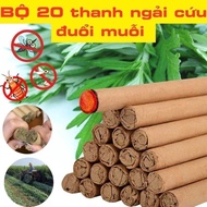 Combo 20/ 50 thanh ngải cứu đuổi muỗi xông phòng giảm stress tặng kèm 3 đế cắm nhang bằng gỗ