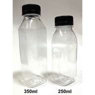 250ml & 350ml disposable square clear plastic tapioca bottle (for water, juice, milk tea, beverages)
