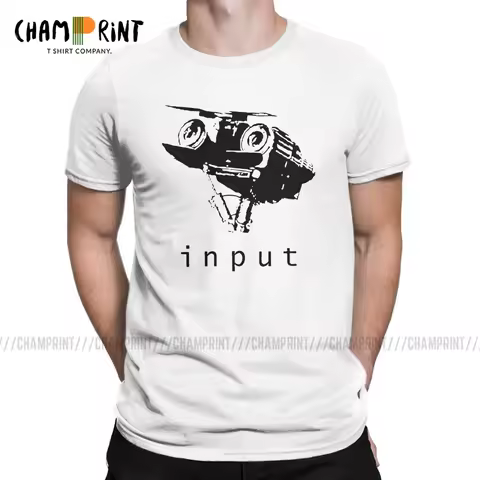 Casual Input T-Shirt Men Crew Neck T Shirts Short Circuit Johnny 5 80s Retro Robot Movies Short Slee
